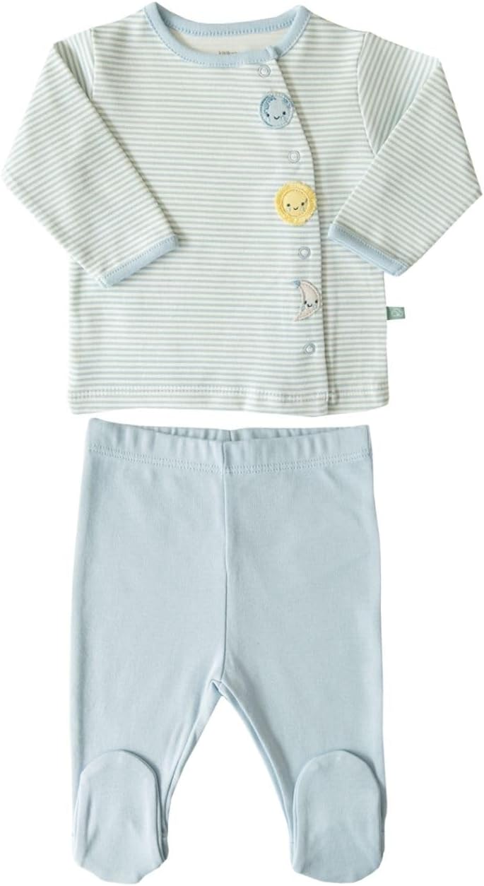 Kitikate Organic Cotton Baby 2-Piece Outfit Set, Wrap Front Top and Pants with Planet Appliqué, 0–6 Months