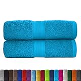 leevitex® 2er Pack Frottier XXL Saunatücher Set 80x200cm - Saunatuch, Sauna-Handtuch, Qualität 500 g/m² - 100% Baumwolle in vielen modernen Farben (Türkis/Ocean)
