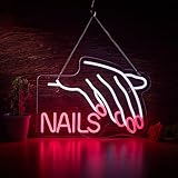 Nails Salon Neon Sign Dimmable Neon Light for Wall Decor Powered by USB Adapter for Beauty Store Room Gift Light and Shop Decorative Signs (17x12inches)