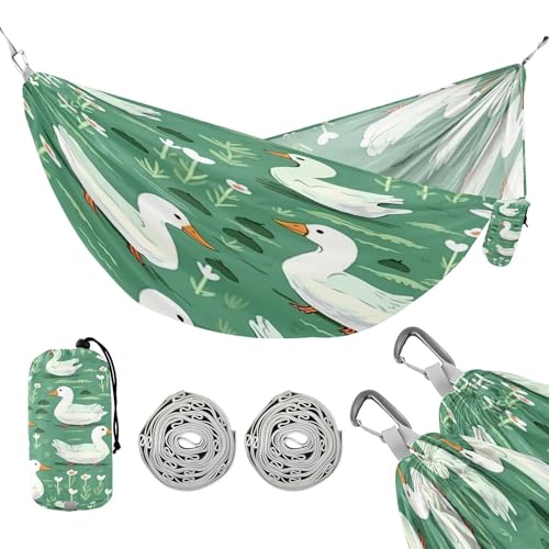 ATTX Cartoon Ducks Camping Hammock - Lightweight & Portable Hammocks, Heavy Duty 330lbs Capacity for Indoor, Hiking, Backpacking, Travel, Backyard, Beach#268