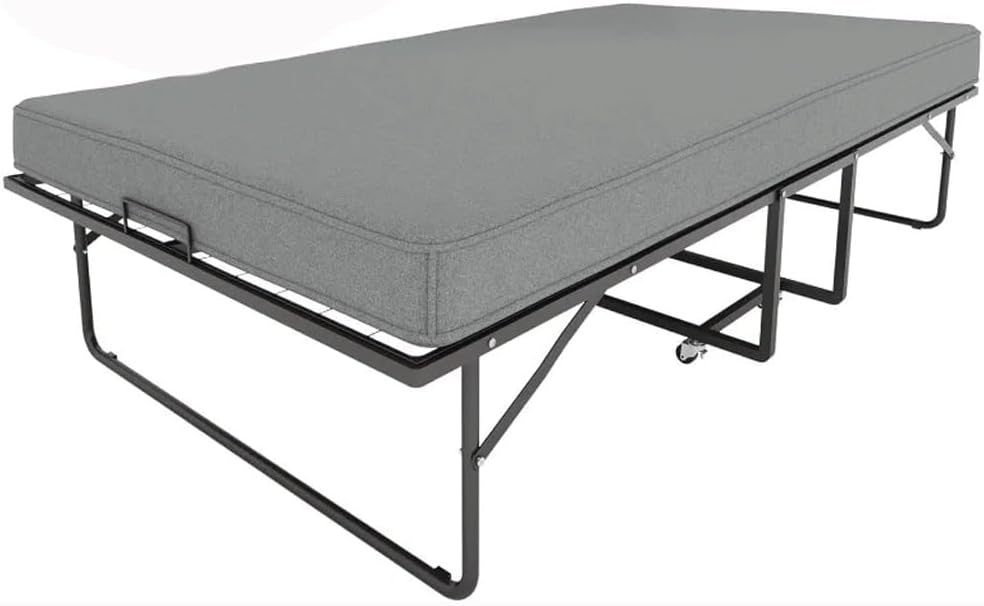 Folding Bed with Mattress Twin Size Bed Frame Portable Foldable Adult Bed for Guest High Resilience Mattress