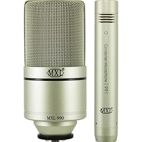 MXL 990/991 Large and Small Diaphragm Condenser Microphone Bundle Project/Home Studio Recording | XLR | Cardiod (Champagne) Cover
