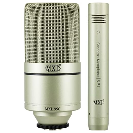 MXL Pacote de microfone condensador de diafragma grande e pequeno 990/991