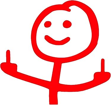 Car Decals, Funny Middle Finger Sticker, Vinyl Personalised Cartoon Auto Graffiti Decal, Self-Adhesive Middle Finger Decal for Most Windshield, Bumpers, Window, Car Door Red