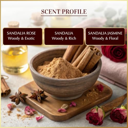 Image of Sandalwood Attar Oil Set by Dukhni | Arabian sandalwood perfume oils | 3 assorted scents x 6ml | Alcohol free, Vegan, Sandalia Collection Set for Gifting | Chandan Prayer Oils, Islamic Fragrances