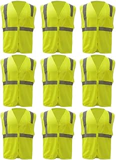 GSS 10-Pack ANSI Certified High Visibility Vest,Safety Vest for Men and Women Mesh - Breathable,Lightweight,with Pockets