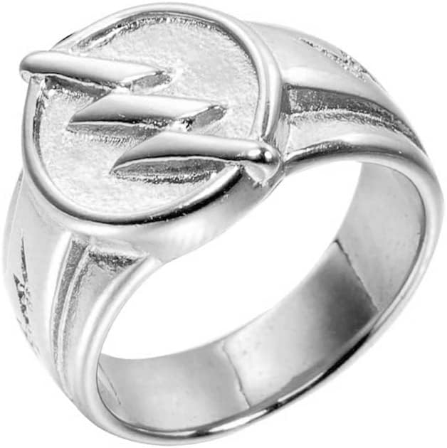 PAURO Men's Stainless Steel Biker Flash Thunder Lightning Bolt Signet Party Ring, Metal, No Gemstone