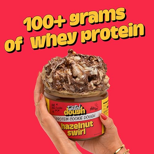 Image of Twisted Dough Protein Cookie Dough, Hazelnut Swirl Flavor, 2 Pack, 100g Protein, Healthy Snacks, Gluten Free Edible Cookie Snack, High Protein Low Carb & Low Sugar Dessert for Kids & Adults, Keto Friendly