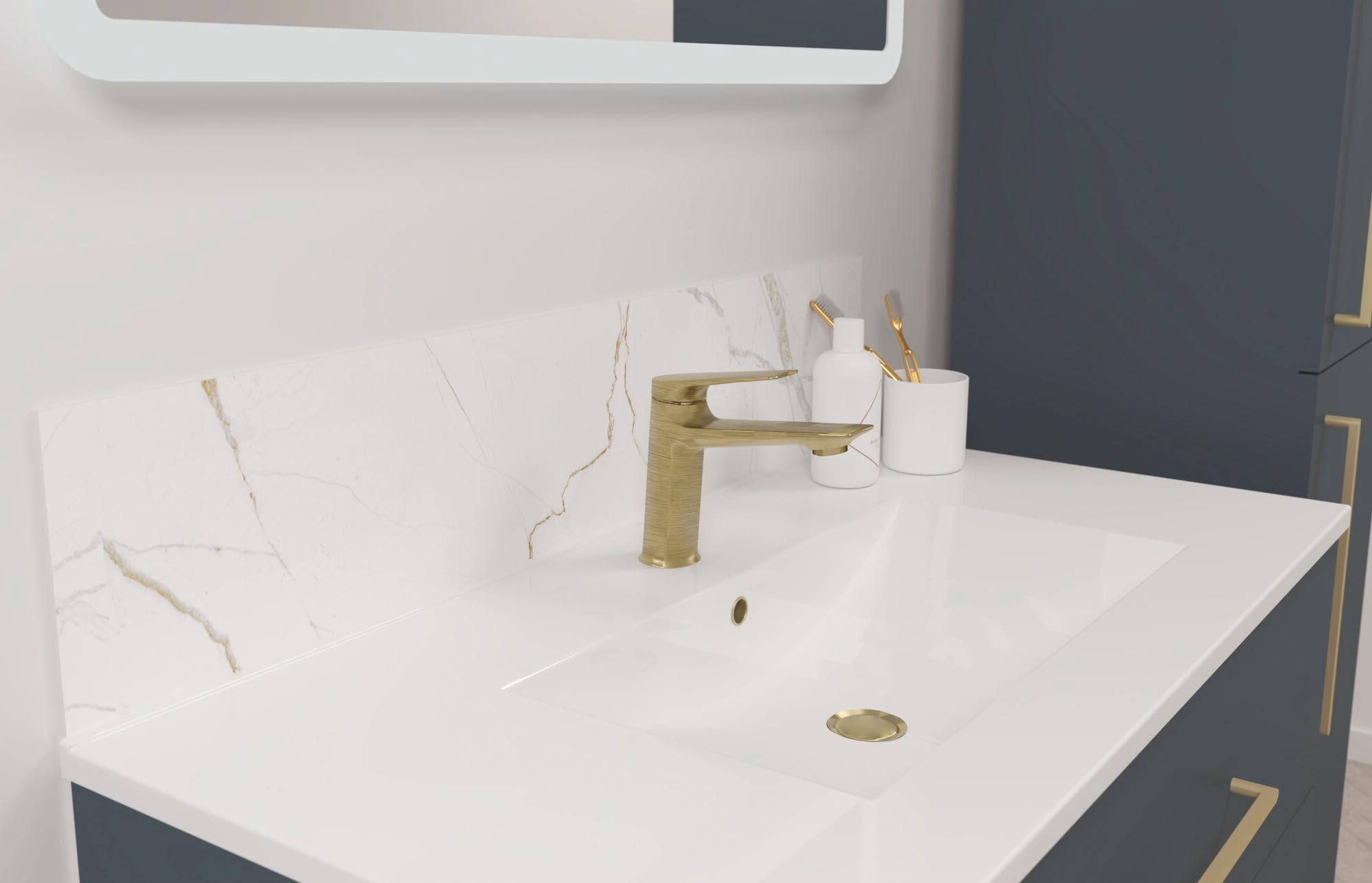 Bateria umywalkowa ARIANE - Rozmiar S - Elegancka sylwetka - Ergonomiczny metalowy uchwyt - Ceramiczna głowica 30 mm - Przepływ 5 l/min - Miedziana - Nowoczesny design