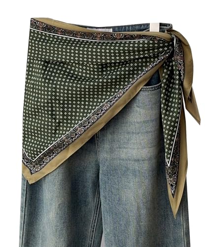 Muaquata Head Scarf Triangular Scarf Wrap Hairscarf Fashion Scarves Bandana Belt Satin Silk Sash Necktie Neck Scarf Choker (Green)