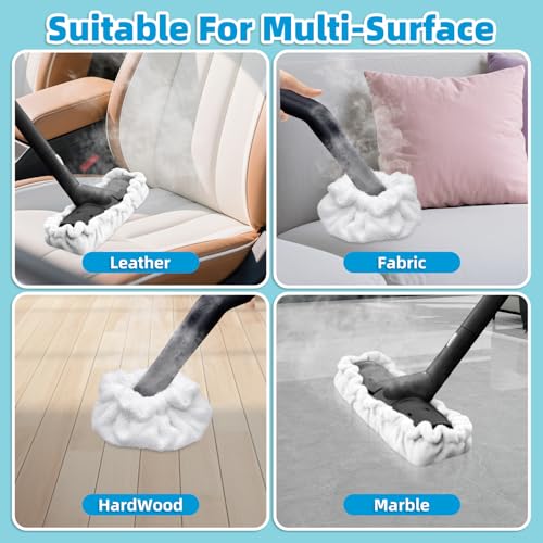 Nicemiya 10 Pack Steam Mop Pads Compatible with Dupray Steam Cleaner etc, 5 Pack Large Rectangle Bonnets + 5 Pack Small Triangle Bonnets Reusable Washable Microfiber Steam Cleaner Accessories
