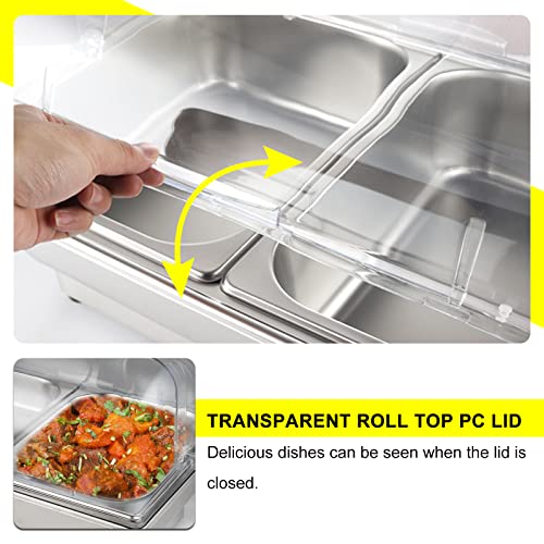 YMJOINMX Roll Top Chef Chafing Dish Buffet Set 2 Pan Food Warmer Buffet Servers and Warmers Digital Display Temperature Warming Tray Bain Marie Food Warmer for Parties Commercial Food Steam Table by YMJOINMX - Image 3