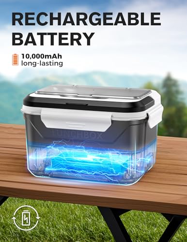 EAST OAK Cordless Electric Lunch Box for Adults, Heated Lunch Box Battery Powered with Automatic Heating, 5.5 Cups Portable Food Warmer with Removable Tray Divider — view 2