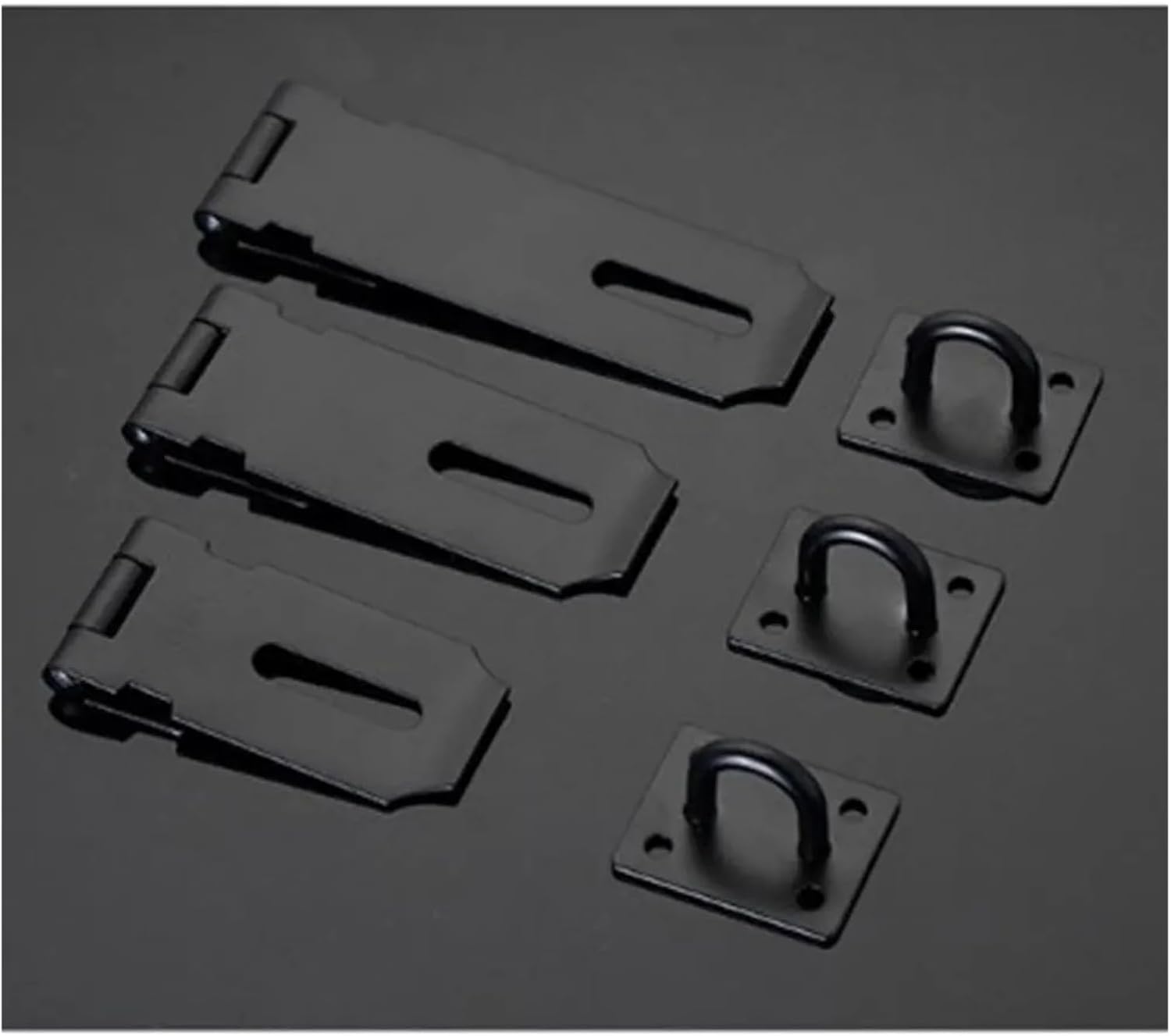 Latch Hinge Padlock, Stainless Steel Black Door Padlock Hasp and Staple 3-5 inches(3inch)