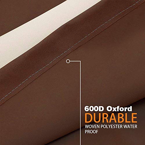 Vailge Rectangular Coffee Table Cover - Outdoor Lawn Patio Furniture Covers with Padded Handles and Durable Hem Cord - Heavy Duty and Waterproof,Fits Large Rectangular Coffee Table (Beige & Brown) by Vailge - Image 4