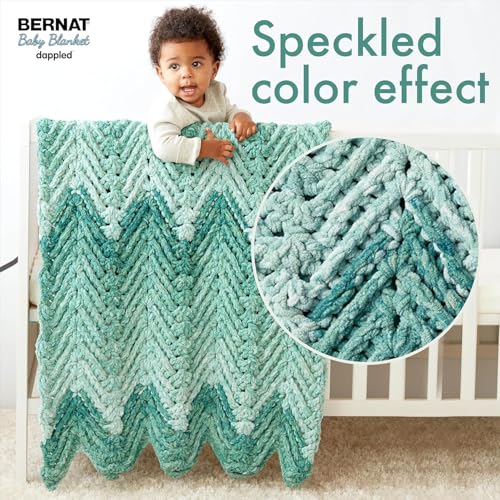 Image of Bernat Baby Blanket Dappled Charcoal Yarn - Ball of 300g /10.5oz - Polyester - 6 Super Bulky - 220 Yards - Knitting /Crochet