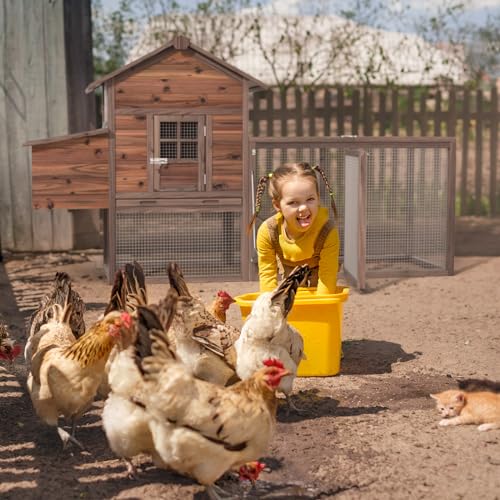 Chicken Coop with Heat Lamp Blub No Light, 80\" Small Chicken House for Winter Outdoor, Wooden Chicken Pen Hen House for 2-4 Chickens Run, Brown - Thumbnail 6