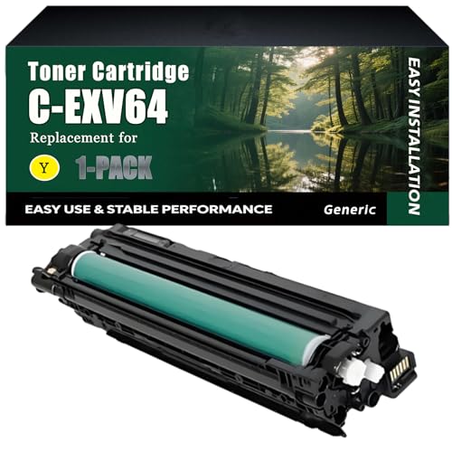 C-EXV64 Toner Cartridge Work for Canon C3926i C3930i C3935i Printers, High-Capacity 140000 Pages, Clear lines (1 Pack Yellow)