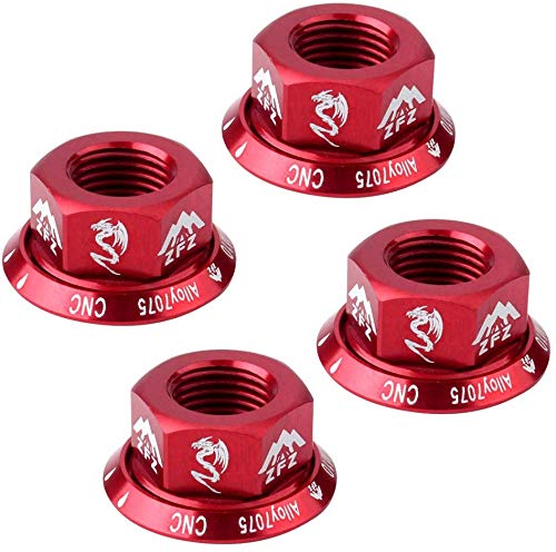 2 Pieces Bike Nuts Rear Hub Axle Stainless Steel Nuts Flange Mountain Fit For Bmx Fixie M10 Axle Screw (Red) #TOP1