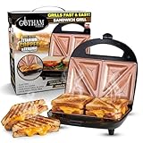 Gotham Steel Nonstick Panini Press Sandwich Maker, 2in1 Breakfast Sandwich Maker Grill / Sandwich Press Grill with Indicator Light, Grilled Cheese Maker Makes 2 Sandwiches with Easy Cut Edges