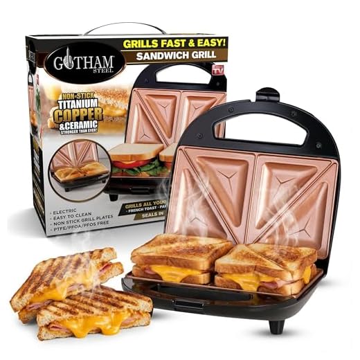 Gotham Steel Sandwich Maker, Toaster Panini Press Breakfast Sandwich Maker with Nonstick Surface, Makes 2 Sandwiches in Minutes, with Easy Cut Edges and Indicator Lights, College Dorm Room Essentials