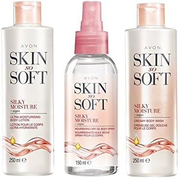 Avon Skin So Soft Silky Collection, All Full Size, Dry Oil, Body Lotion and Body Wash