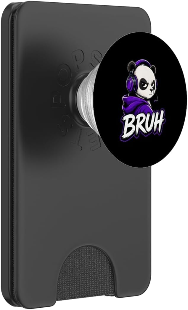 Bruh Panda Headset Retro PC Gamer Playing Video Games PopSockets PopWallet for MagSafe