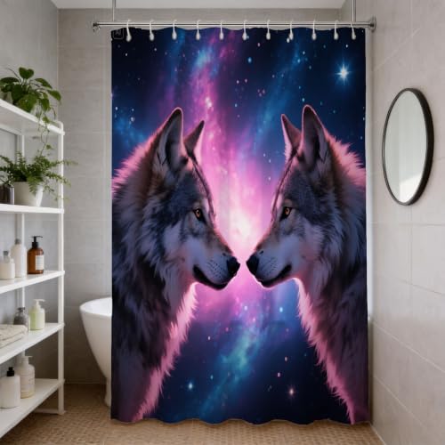 Rideau de douche 180x180 loup en tissu polyester imperméable