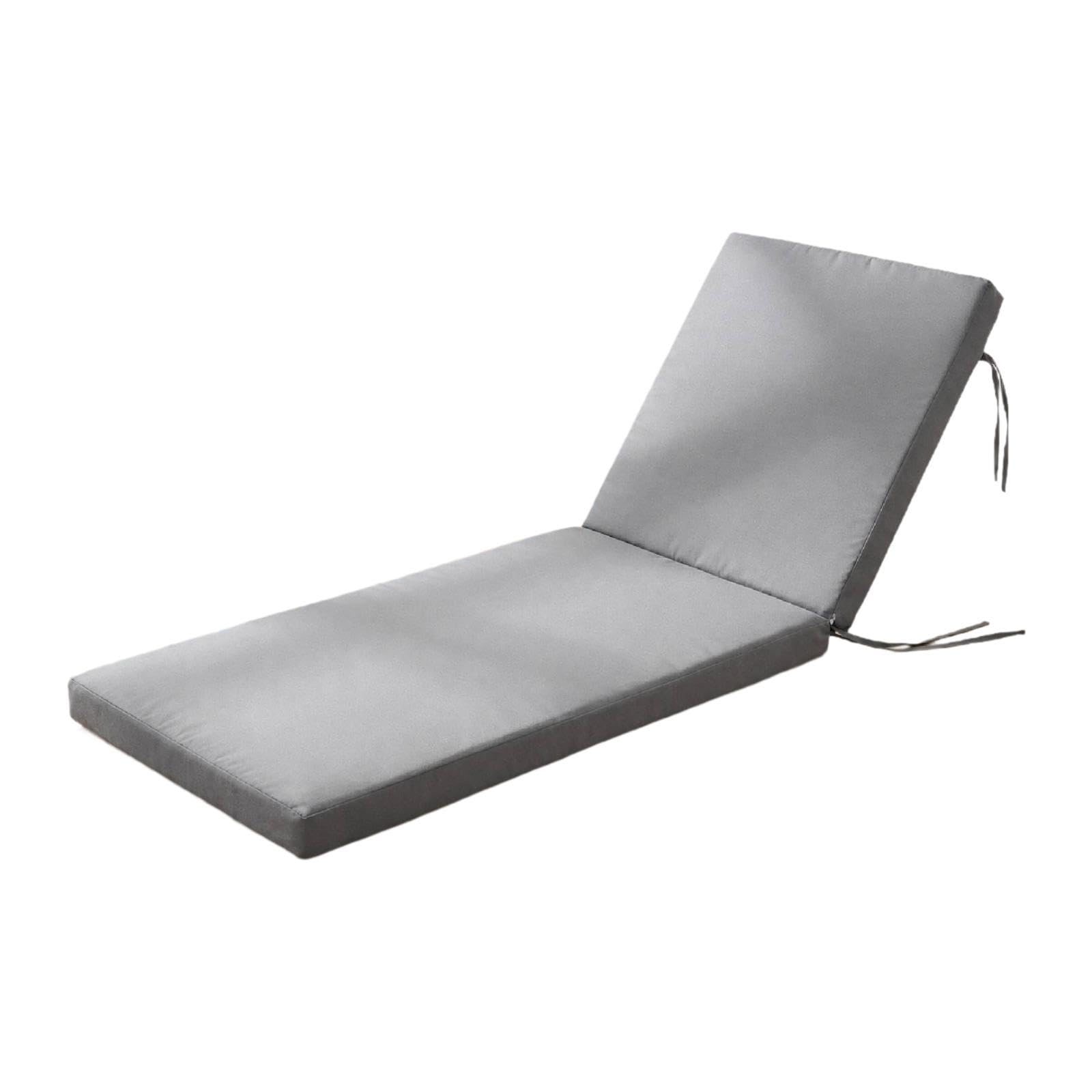 Cojín para tumbona exterior gris con respaldo suave de tela oxford impermeable individual