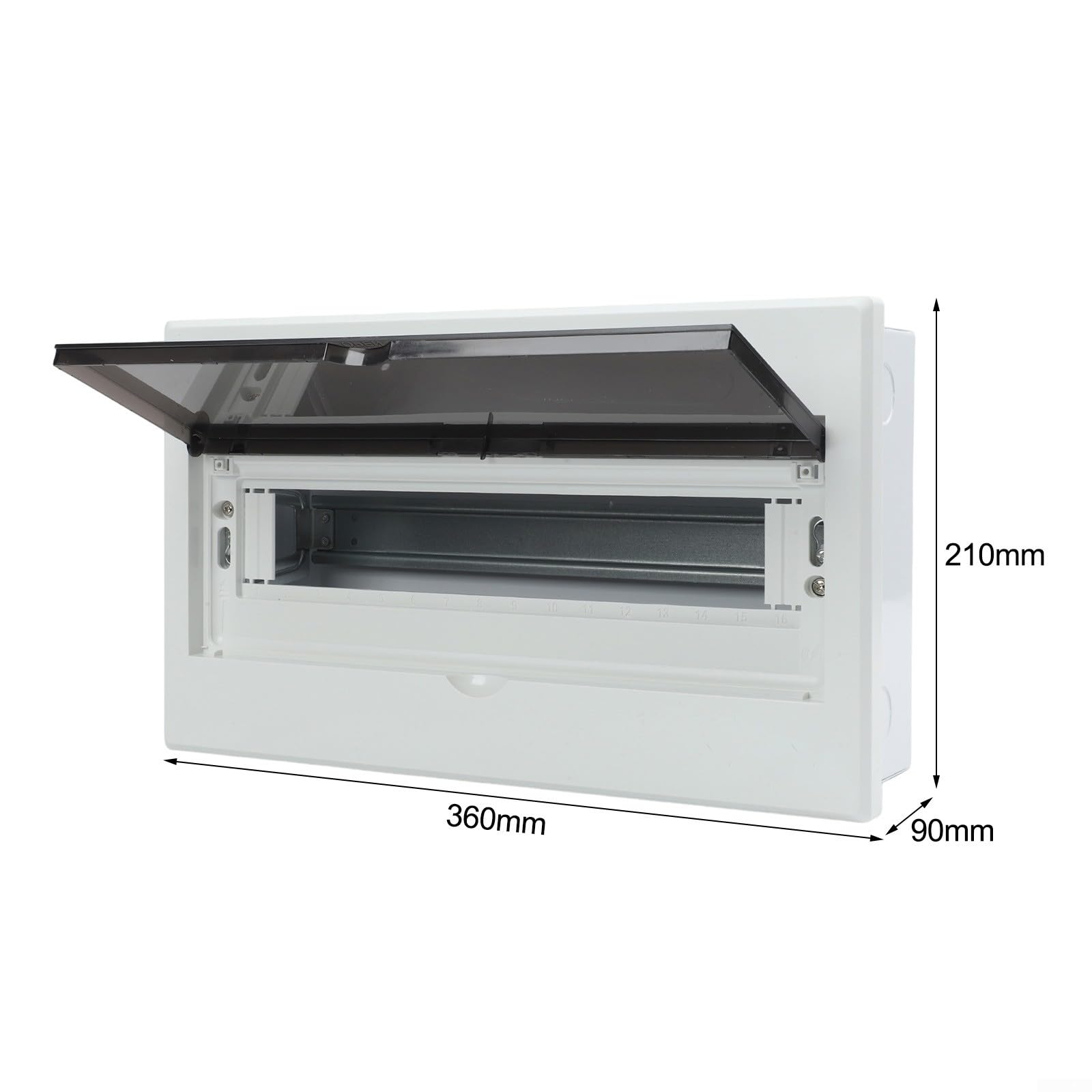 16 spazi interni centro di carico bianco montaggio a filo interruttore pannello con guida DIN per sistema di cablaggio elettrico domestico Protezione sicura materiale PC (16-circuit)