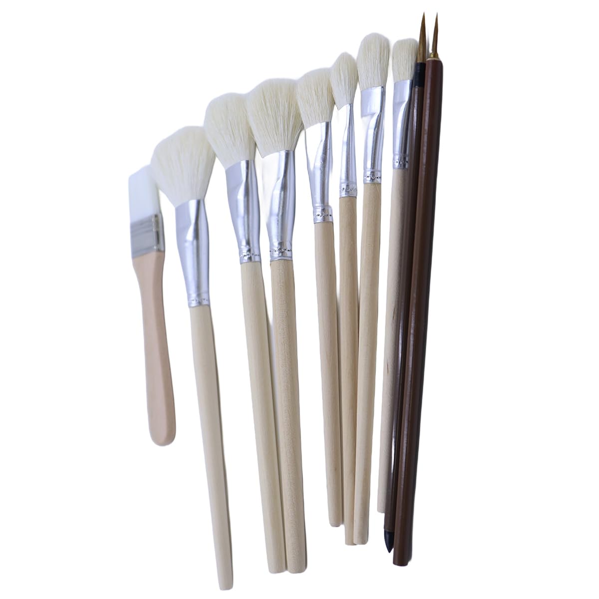 Set di 10 pennelli per smalto in pelo di capra per ceramica - per smalto, sotto smalto, acquerello, olio e acrilico su ceramica