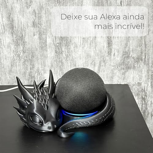 Suporte para Alexa Echo Dot 4 e 5 Bebê Dragão - Preto
