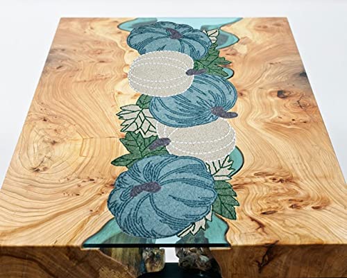 Handmade Beaded Table Runners Placemats, 13X36 Inches Teal Green Ivory Multi, Halloween Harvest Autumn Fall Thanksgiving Holiday Christmas Xmas Celebration Festive Party Tabletop Décor Tablerunner #TOP3