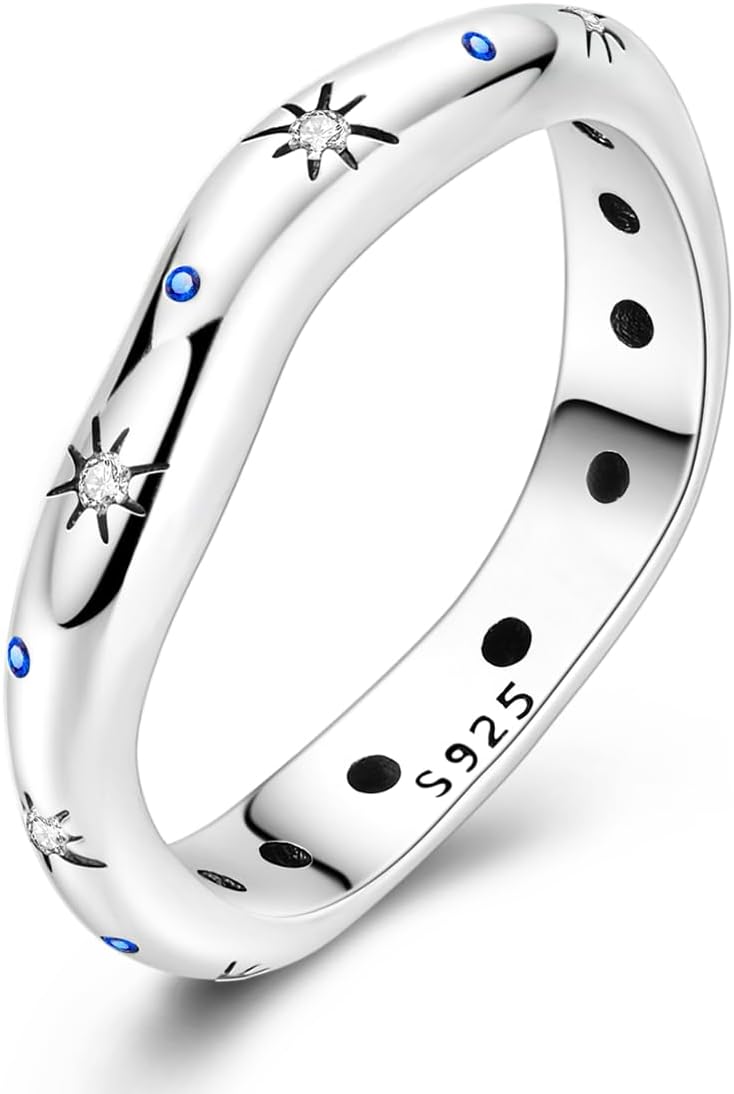 Hapour 925 Sterling Silver Ring for Women,Eternity Gorgeous Rings Stackable Rings for Women as Gifts Ring Size 4-10