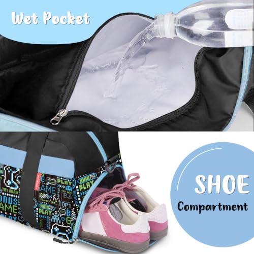 WOOMADA Travel Duffle Bag, Weekend Bag with Wet Pocket & Trolley Sleeve, Overnight Bag With Shoe Compartment, Fit for Sports Practice, Travel and Gifts(game) — view 3
