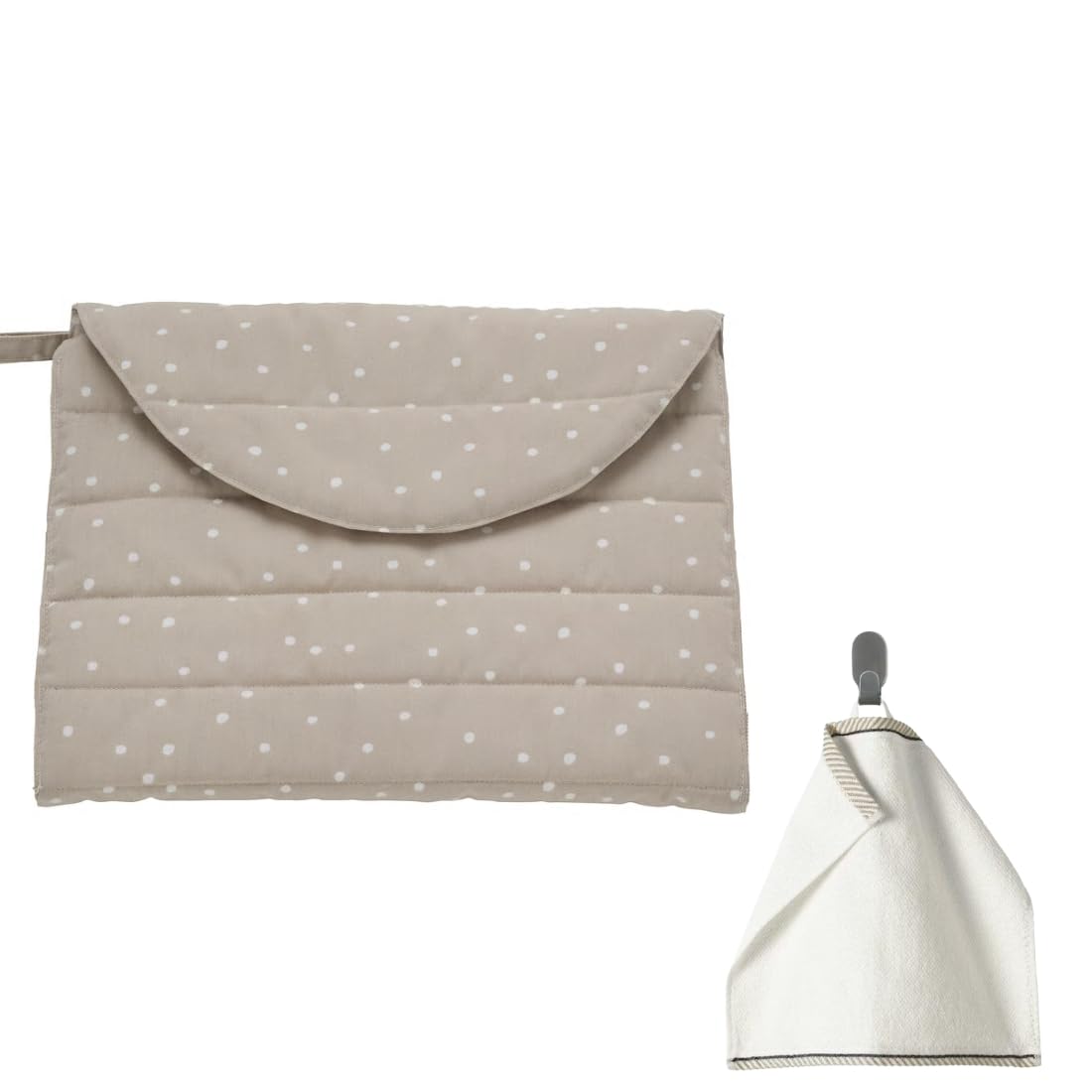 Ikea Llen Babycare mat, Beige/dot Pattern Foldable, 70x35 cm with VIKFJÄRD Washcloth, White, 30x30 cm-image-32