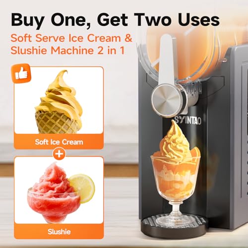 SYINTAO Slushie Machine for Home, Soft Serve Ice Cream Machine, 88oz Vessel Slushy Machine with 6 Preset Programs, Frozen Drink Maker for slush, Margaritas, Smoothie, Frappés, Milkshakes, and More - Thumbnail 2