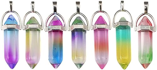 Miniatura 5 de TEHAUX 14 piezas de doble punta hexagonal columna grúa hexagonal colgante de cristal bala de cristal para abuela, regalos de piedras preciosas,