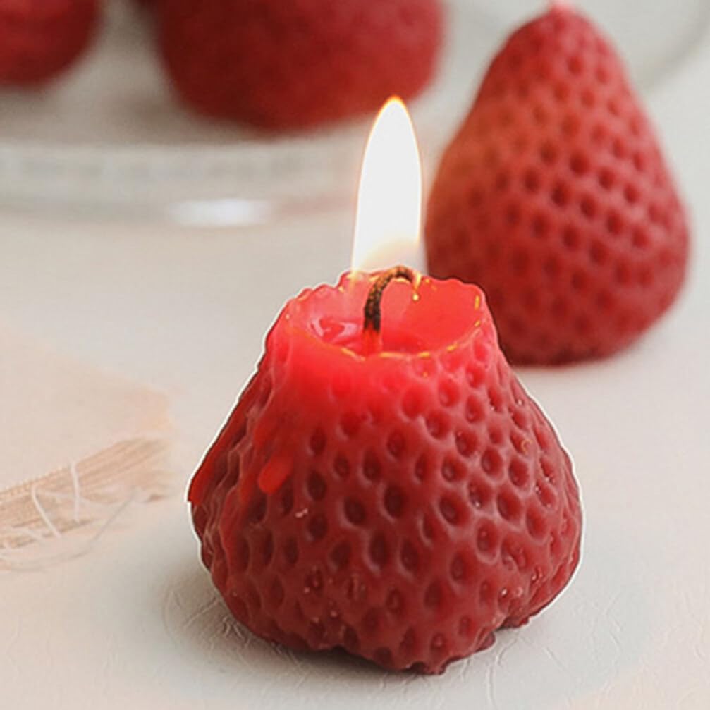 Candele Profumate alla Fragola in Paraffina Candele Decorative a Forma di Fragola Rosse Set 9pezzi per Festa Compleanno e Decorazioni Casa