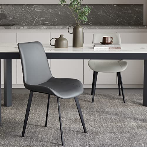 Seonyou Dining Chairs Set Of 4 Dark Grey Faux Leather For Kitchen Dining Room, Comfortable Mid Century Modern Chair With Metal Leg, Upholstered Big Side Chair For Living Room, Farmhouse #TOP4
