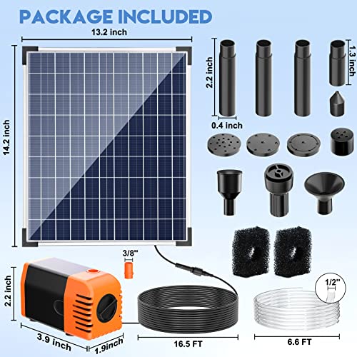 Antfraer Solar Water Fountain Pump Outdoor, 25Watt Solar Water Pump Kit With 410Gph Submersible Adjustable Flow, Solar Pond Pump 6.6Ft Tubing For Garden, Fish Ponds, Waterfall, Fountain, Hydroponic #TOP6