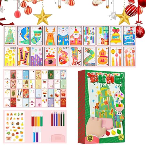 Rainbow Scratches Coloring Book, Cute Colouring Books, Rainbow Scratch Arts Kit, Christmas Scratch Dots Art Kits, 5,08 x 8,07 x 1,02 pulgadas Scratch Paper Art for Birthday Gift, Art Set for Kids