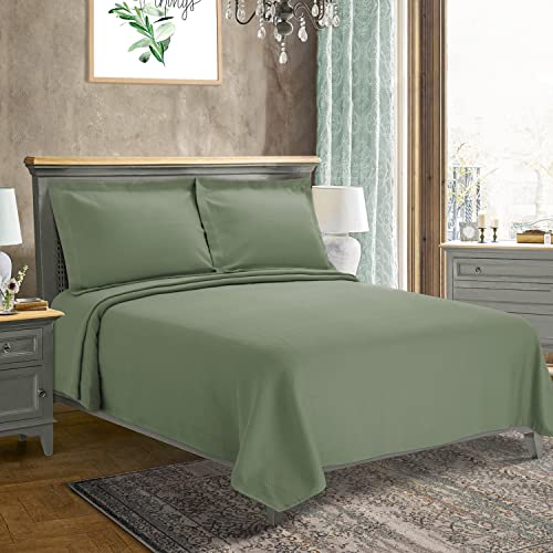 Superior Oversized Premium Bedspread Set, Diamond Solitaire Jacquard Design, Breathable Cotton, Soft, Breathable, All-Season, Matching Pillow Shams, Lightweight And Cozy Bedding, Twin, Sage #TOP30