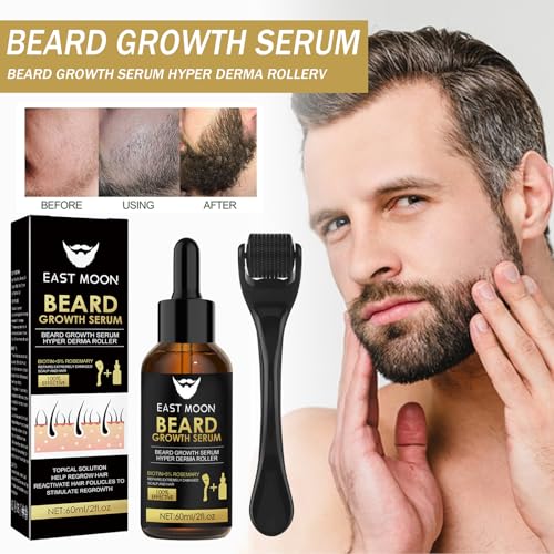 Bartwuchs Kit,Bartwachstum Set mit Bartroller,Bartwuchs Serum Öl/Beard Roller,Beard Growth Kit,Stimuliert Schnurrbart und Haarwachstum,Geschenke für Männer Vater