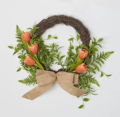 Worth Imports 16" Peach Tulip Half Spring Wreath, Multicolor #TOP17
