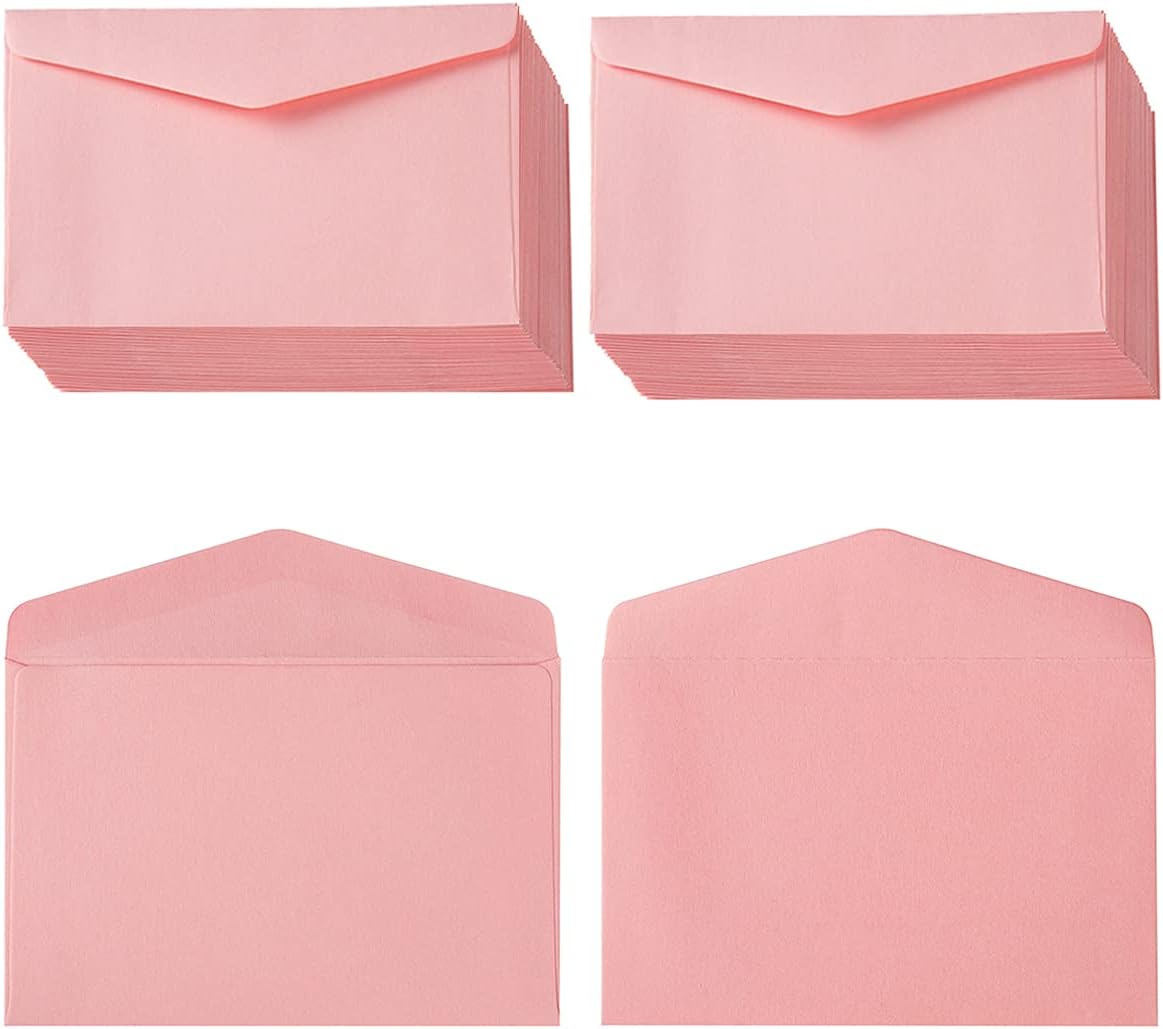 120 Pack Mini Envelopes Small Envelopes Self-Adhesive Kraft Paper Tiny Pockets for Business Cards Christmas Holiday Small Gift Cards Invitations Cards(4.13"×2.76") (Pink)