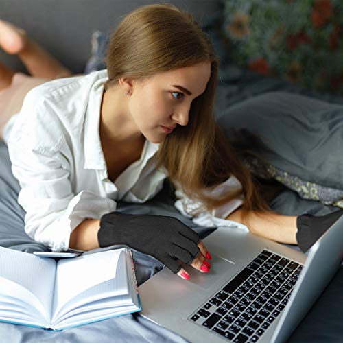 Mig4U Fingerless Moisturizing Gloves, Half Finger Touchscreen Beauty Glove For Eczema, Spa, Dry Hands, Skin Treatment, Summer Sun Uv Protection (L/Xl, Black-1 Pair) #TOP6