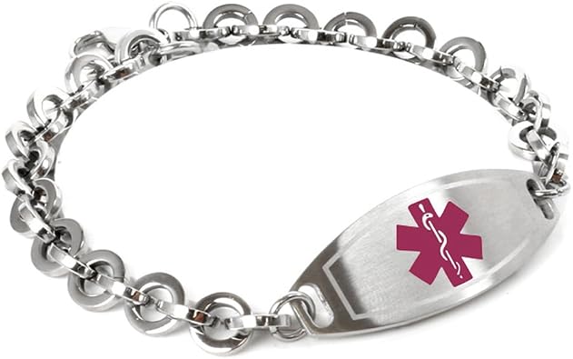 Custom Engraved Medical ID Bracelet - 316L 8mm Steel Round Link