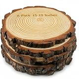 SENMUT Large Wood Slices for Centerpieces, 11-12 Inch, Natural Unfinished Round, Set of 6, for Rustic Wedding, Party Decorations and DIY Crafts