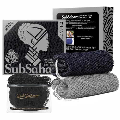 SubSahara African Net Sponge, 2 Pack 45-Inch Exfoliating Body Scrubber